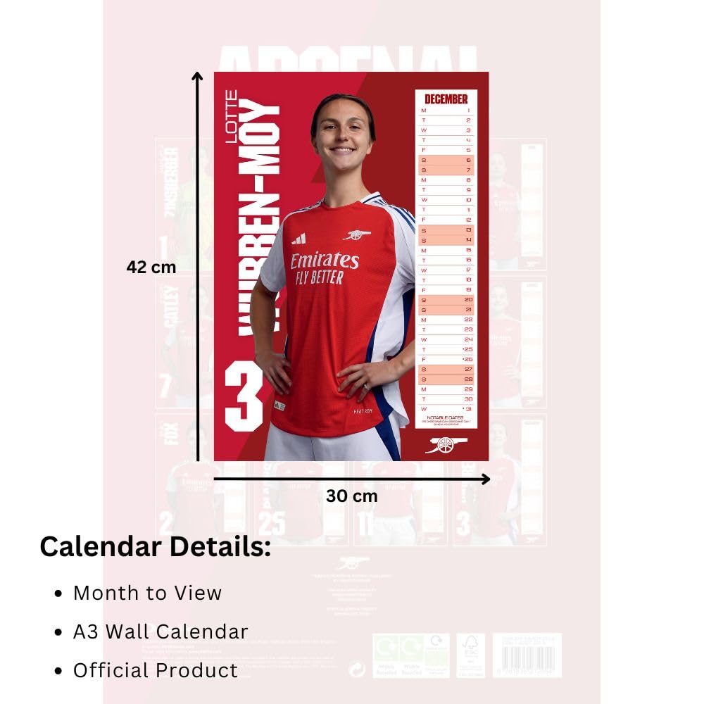 Arsenal WFC A3 2025 Calendar