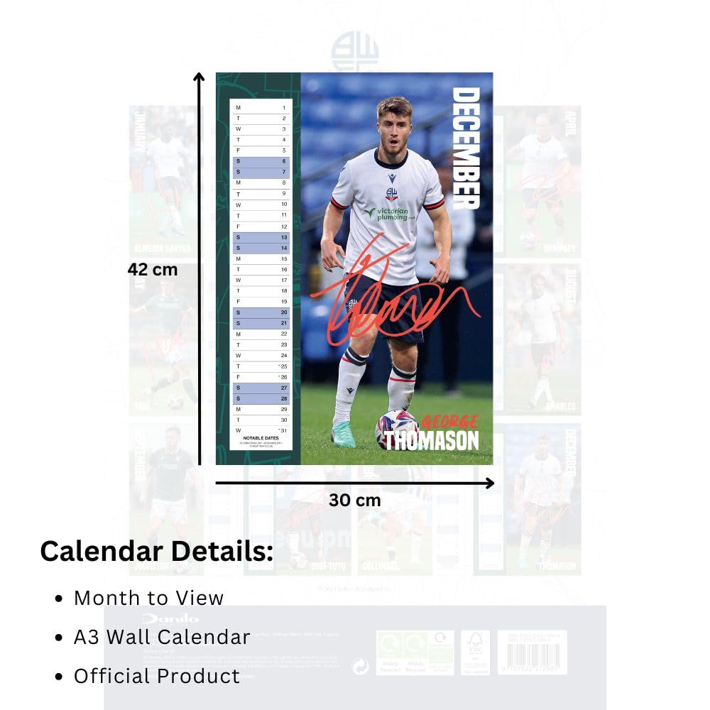 Bolton Wanderers FC A3 2025 Calendar