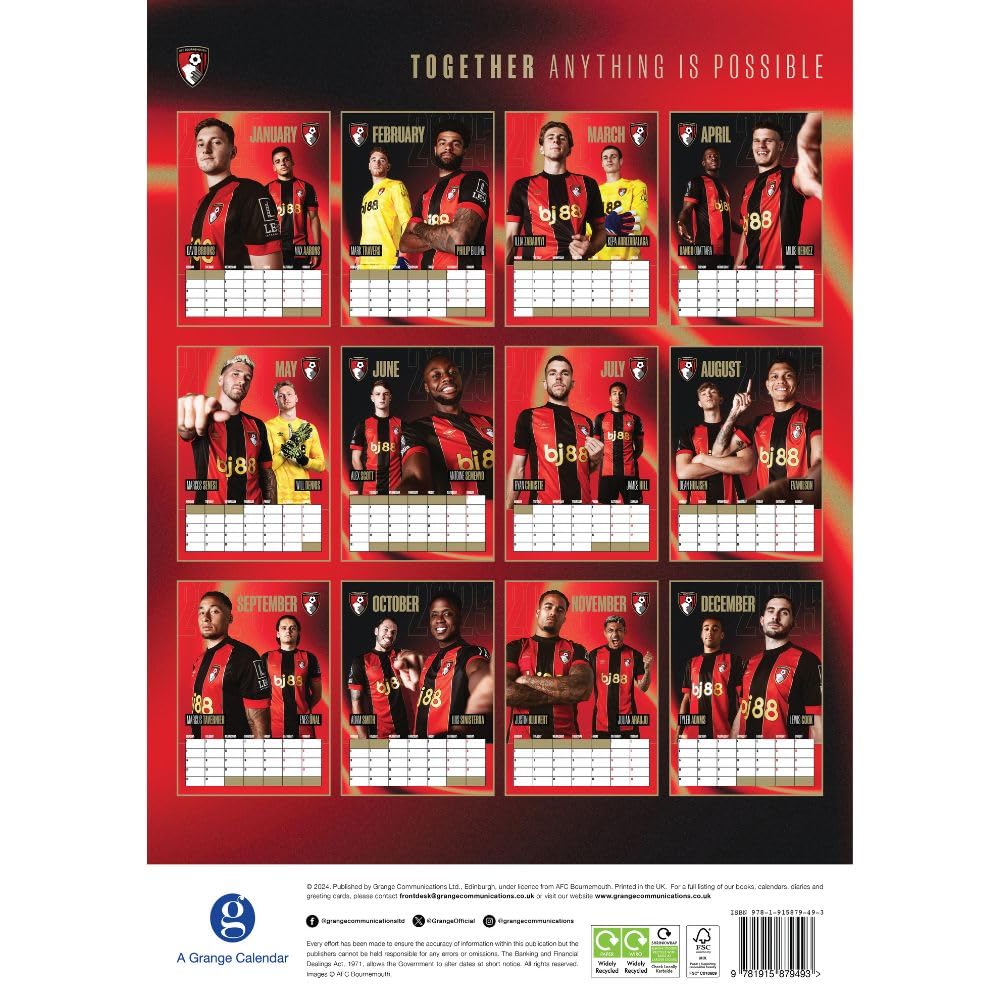 Bournemouth AFC A3 2025 Calendar