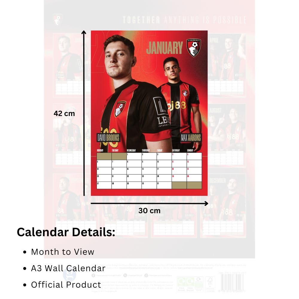 Bournemouth AFC A3 2025 Calendar