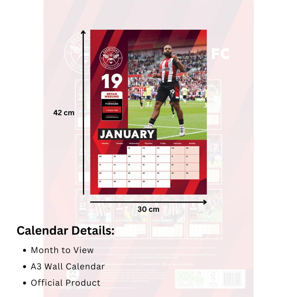 Brentford FC A3 2025 Calendar