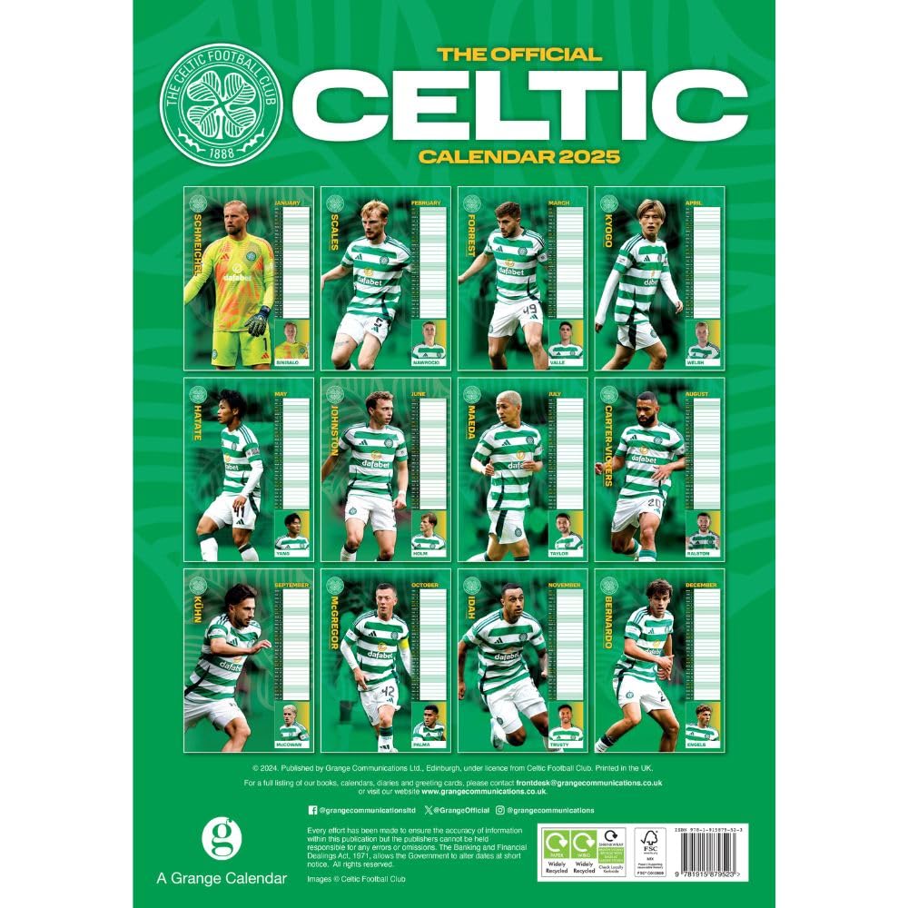 Celtic FC A3 2025 Calendar