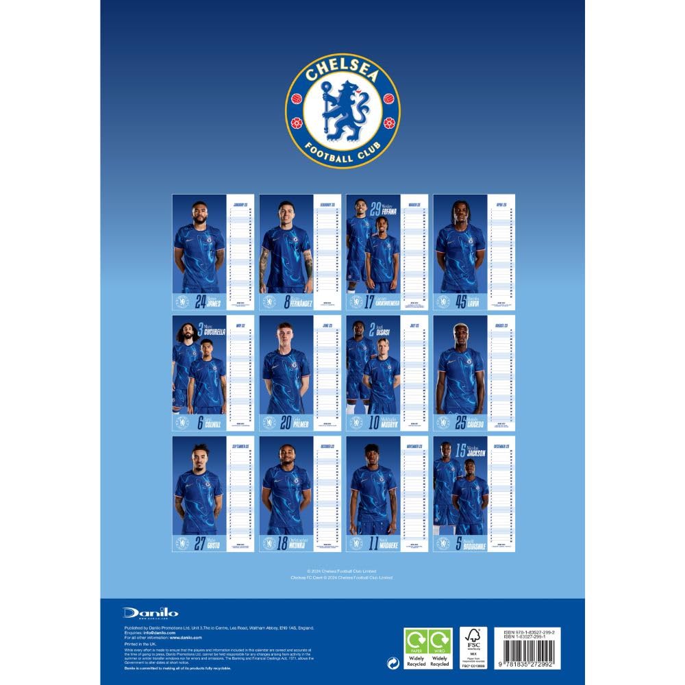 Chelsea FC A3 2025 Calendar