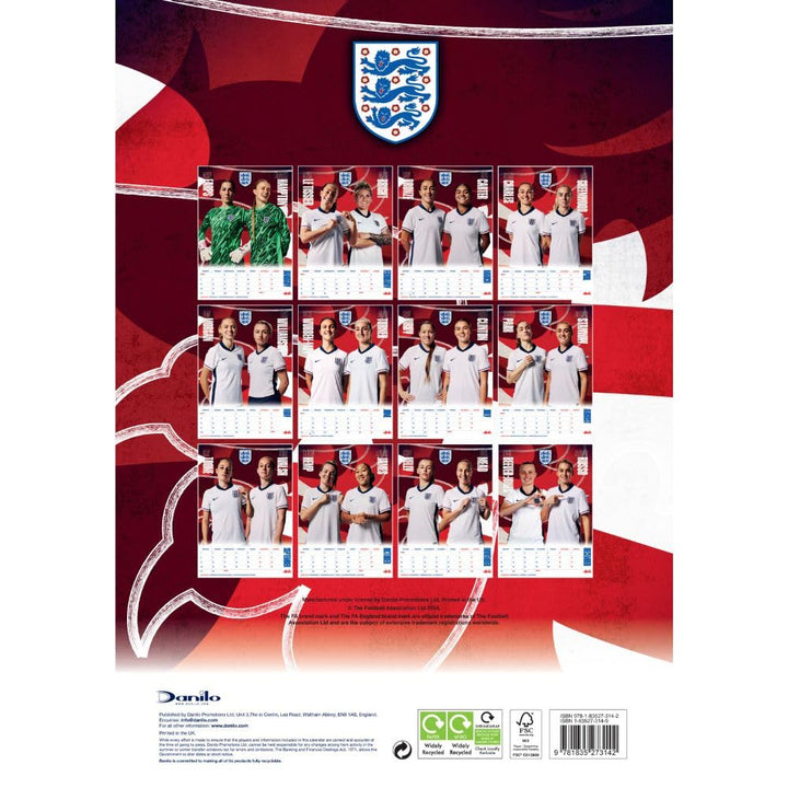 England Lionesses A3 2025 Calendar