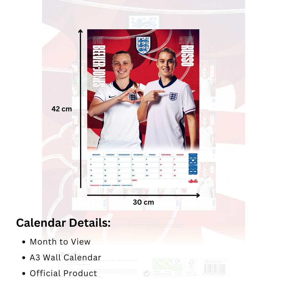 England Lionesses A3 2025 Calendar