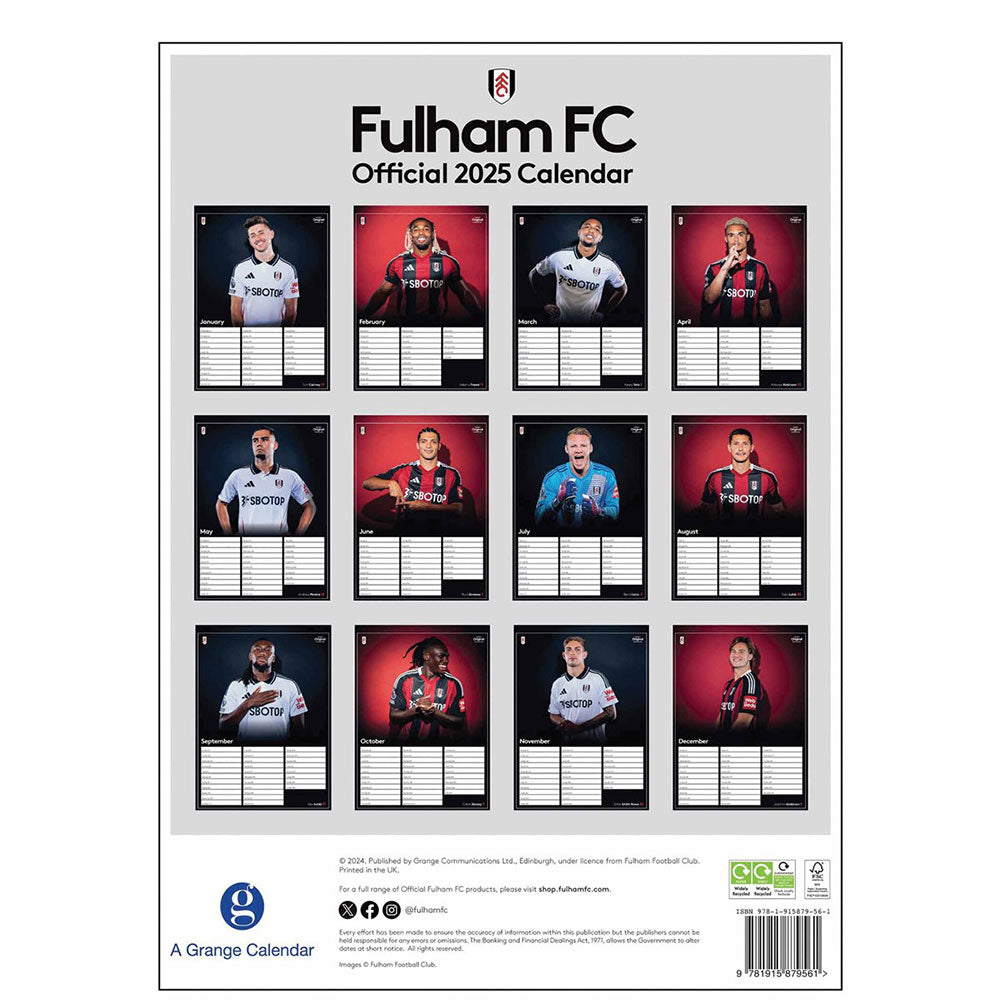 Fulham FC A3 2025 Calendar