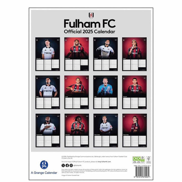 Fulham FC A3 2025 Calendar