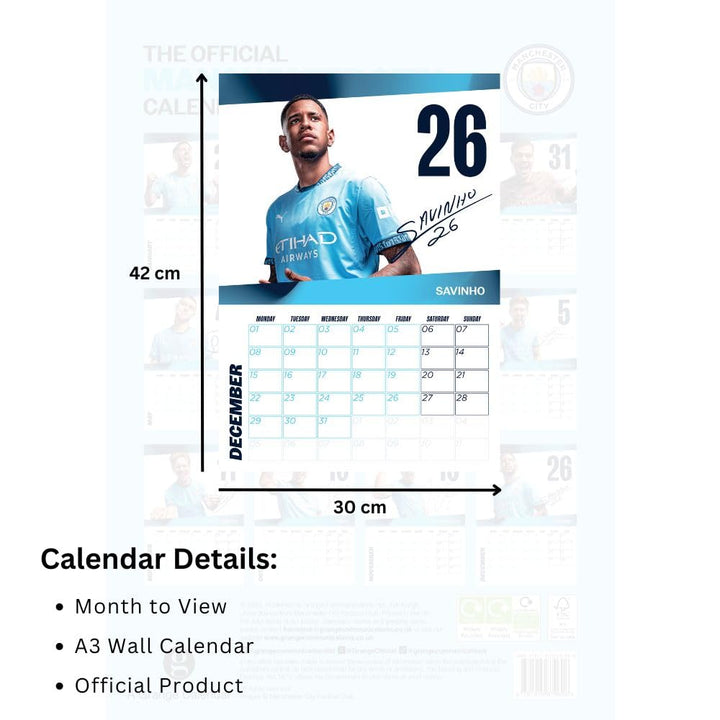 Manchester City FC A3 2025 Calendar