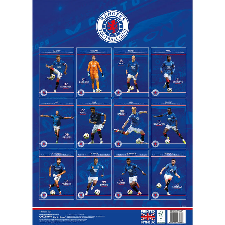 Rangers FC A3 2025 Calendar