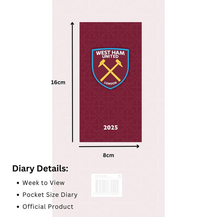 West Ham United FC Slim 2025 Diary