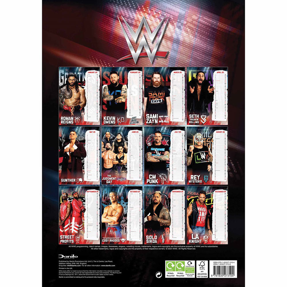 WWE Men A3 2025 Calendar