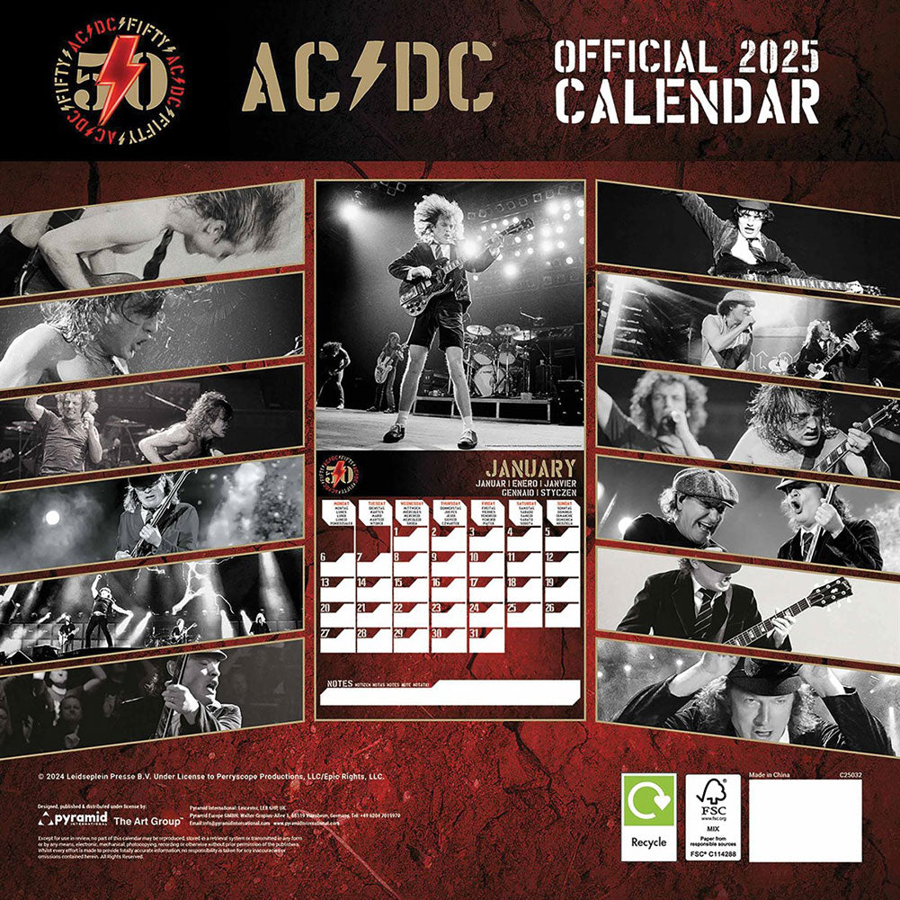 AC/DC Square 2025 Calendar