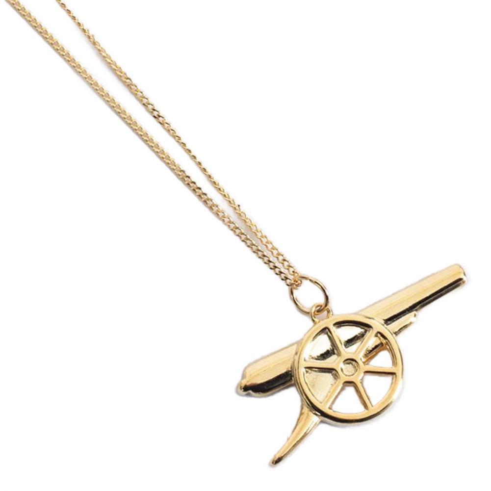 Official Arsenal FC 18ct Gold Plated on Silver Cannon Pendant & Chain