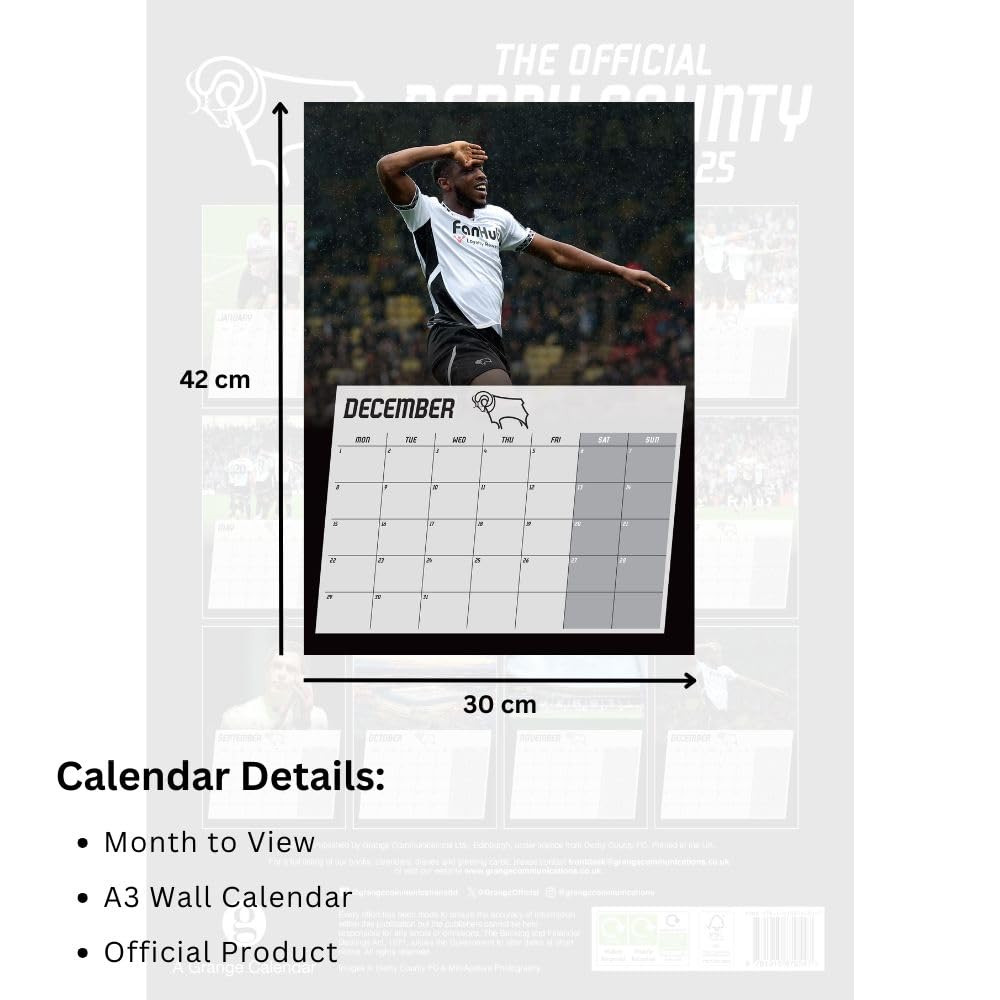 Derby County FC A3 2025 Calendar