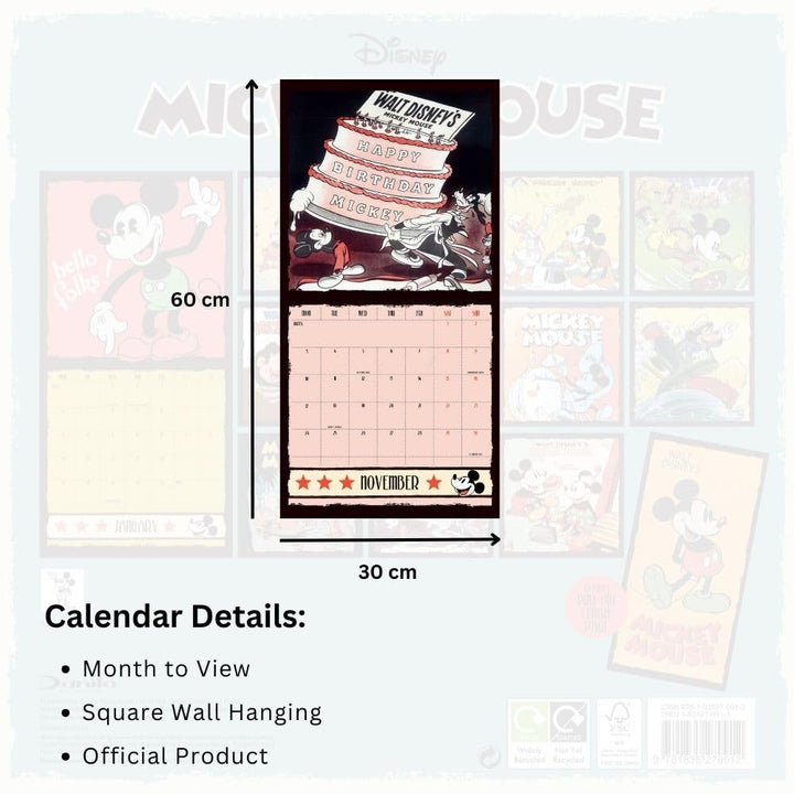 Mickey Classic 90th Anniversary Square 2025 Calendar