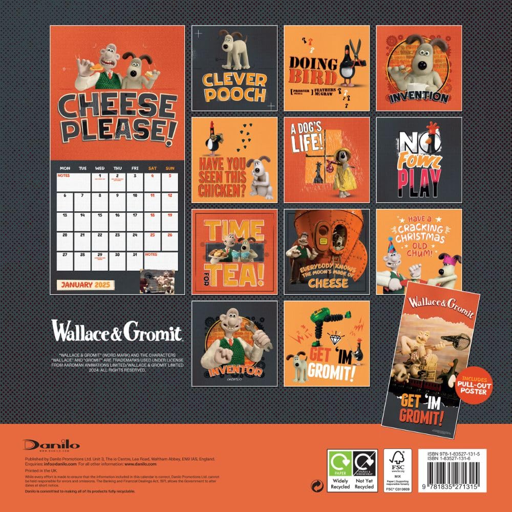 Wallace & Gromit Square 2025 Calendar