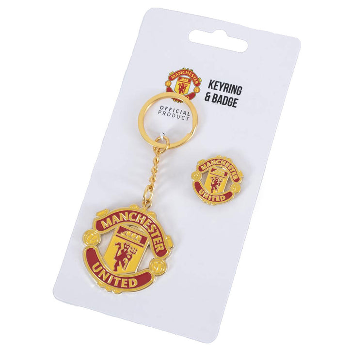 Official Manchester United Keyring & Badge Set