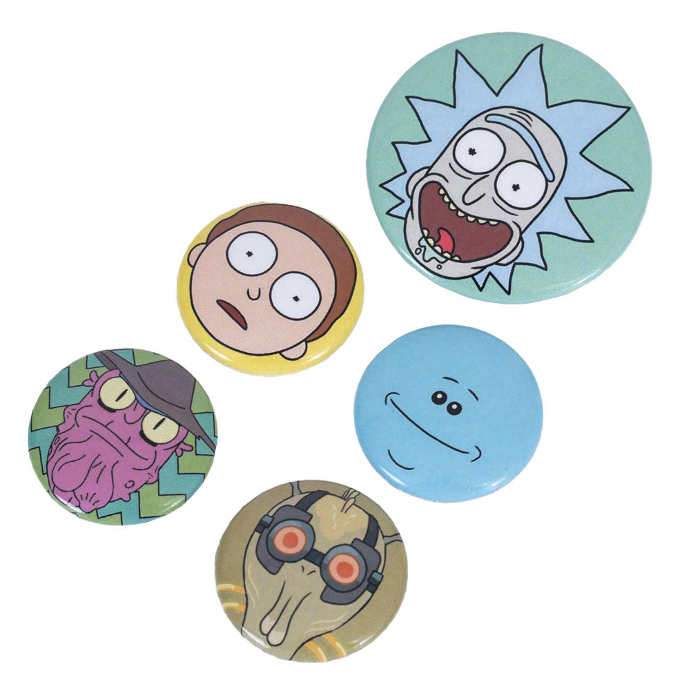 Rick And Morty Heads Button Badge Set