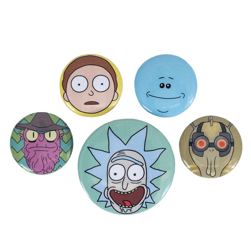 Rick And Morty Heads Button Badge Set