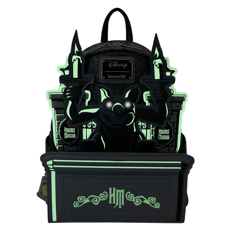 The Haunted Mansion Gargoyle Wallpaper Loungefly Light Up Glow Mini Backpack