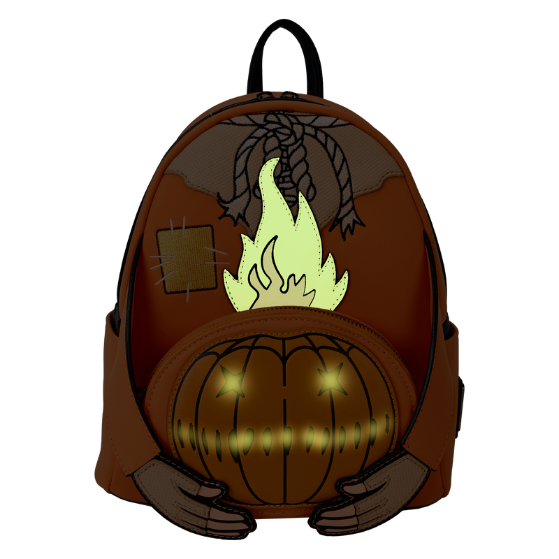 Trick 'R Treat Flaming Pumpkin Head Sam Loungefly Light Up Glow Mini Backpack