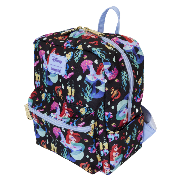 Loungefly Disney The Little Mermaid 35th Anniversary Life Is The Bubbles All Over Print Nylon Mini Backpack