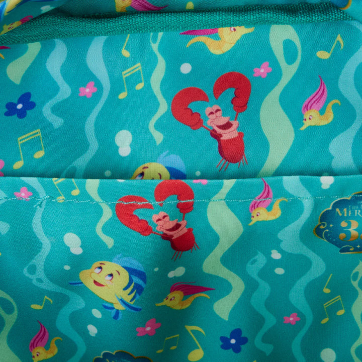 Loungefly Disney The Little Mermaid 35th Anniversary Life Is The Bubbles All Over Print Nylon Mini Backpack