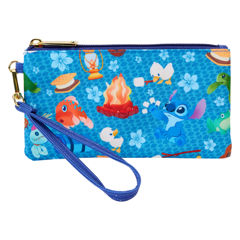 Loungefly Disney Stitch Camping Cuties All Over Print Nylon Wristlet