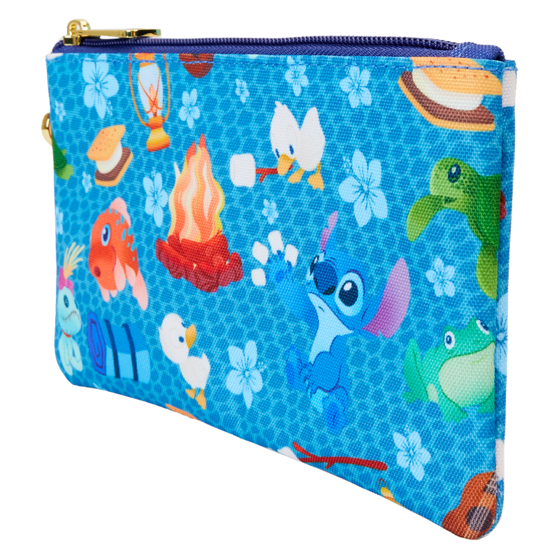 Loungefly Disney Stitch Camping Cuties All Over Print Nylon Wristlet