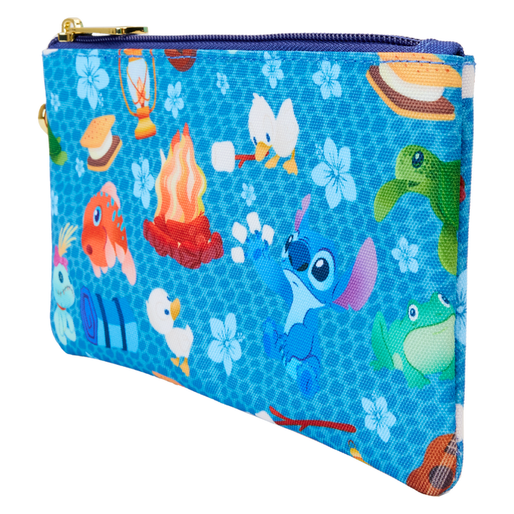 Loungefly Disney Stitch Camping Cuties All Over Print Nylon Wristlet