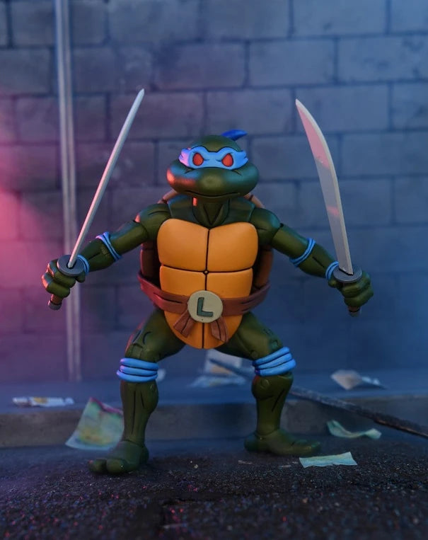 NECA Teenage Mutant Ninja Turtles Cartoon Leonardo (VHS) Ultimate 7” Action Figure