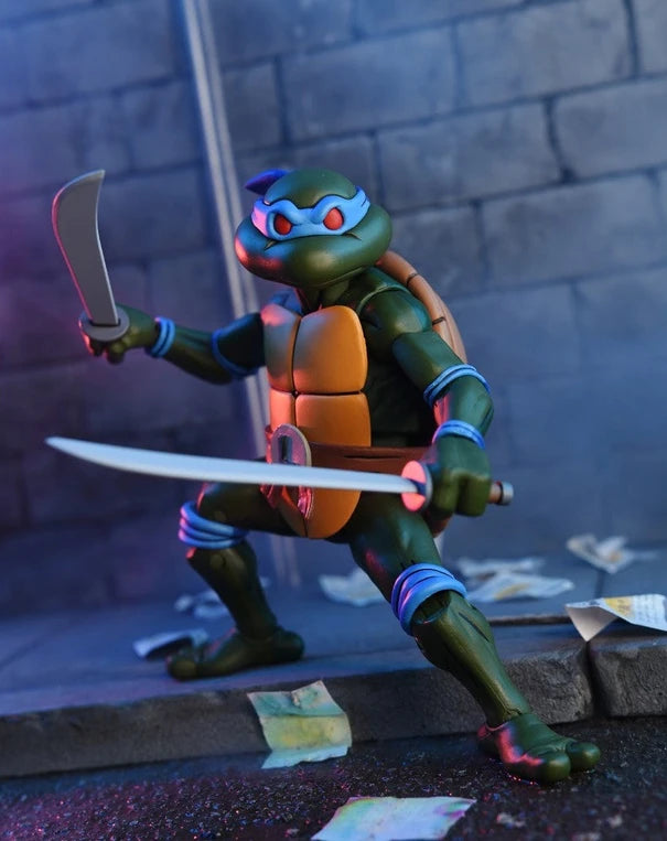 NECA Teenage Mutant Ninja Turtles Cartoon Leonardo (VHS) Ultimate 7” Action Figure