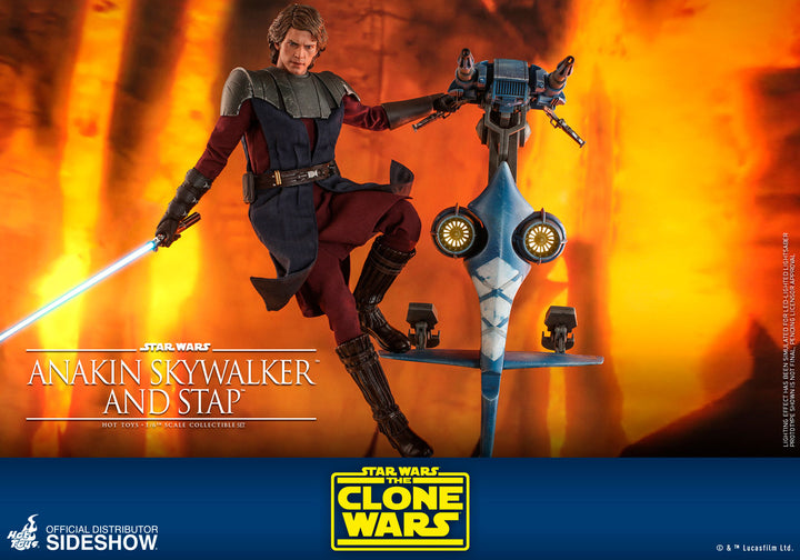 Hot Toys Star Wars The Clone Wars 1/6 Scale Action Figure Anakin Skywalker & STAP