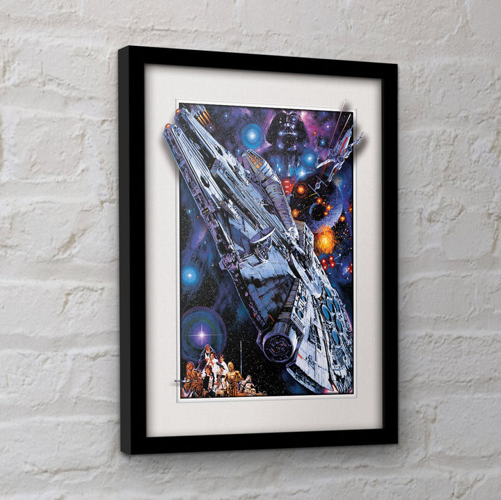 Star Wars Millenium Falcon Breakout 3D Effect Framed Collector Print - 30 x 40 cm