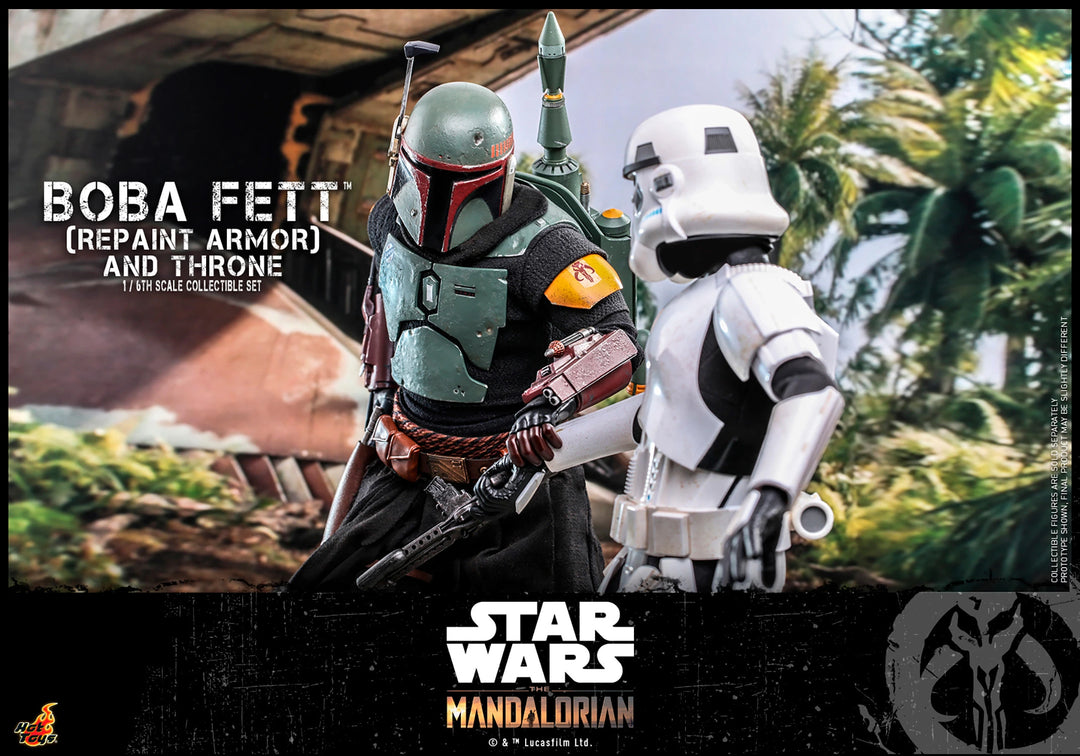 Hot Toys Star Wars The Mandalorian Boba Fett (Repaint Armour) & Throne 1/6th Scale Figure