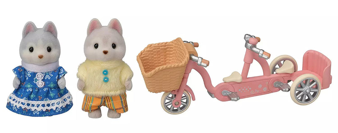 Sylvanian Families Tandem Cycling Set Husky Sister & Brother