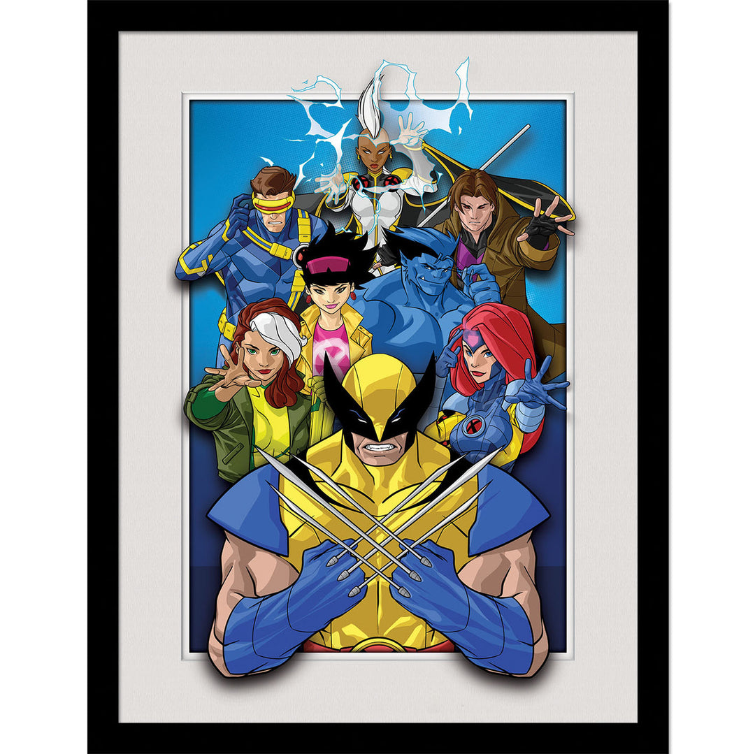 Marvel Comics X-Men Characters Breakout 3D Effect Framed Collector Print - 30 x 40 cm