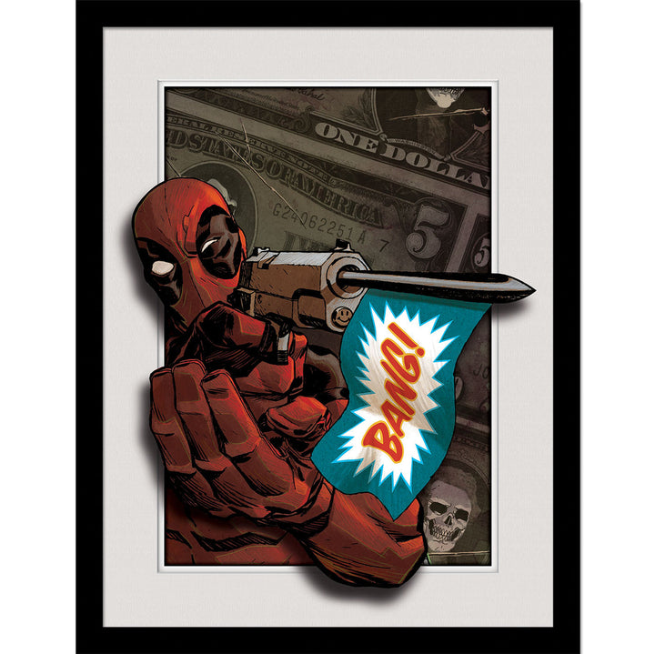 Marvel Comics Deadpool (Bang!) Breakout 3D Effect Framed Collector Print - 30 x 40 cm