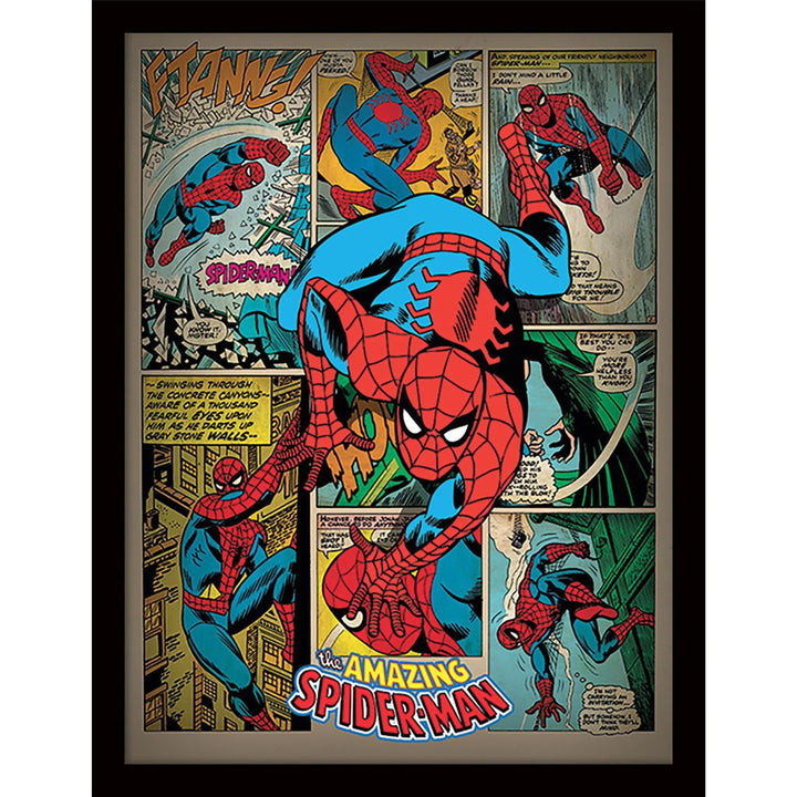Marvel Comics Spiderman Retro Framed Collector Print - 30 x 40 cm