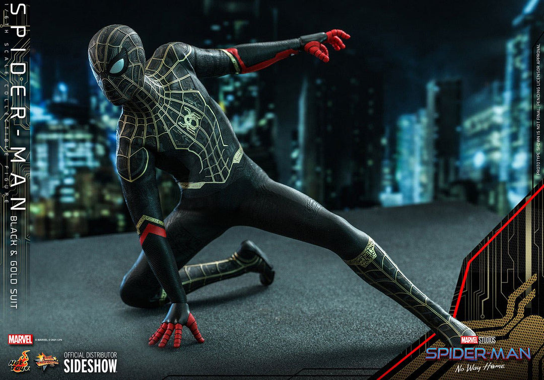 Hot Toys Spider-Man No Way Home 1/6 Scale Spider-Man Black & Gold Suit Movie Masterpiece Figure