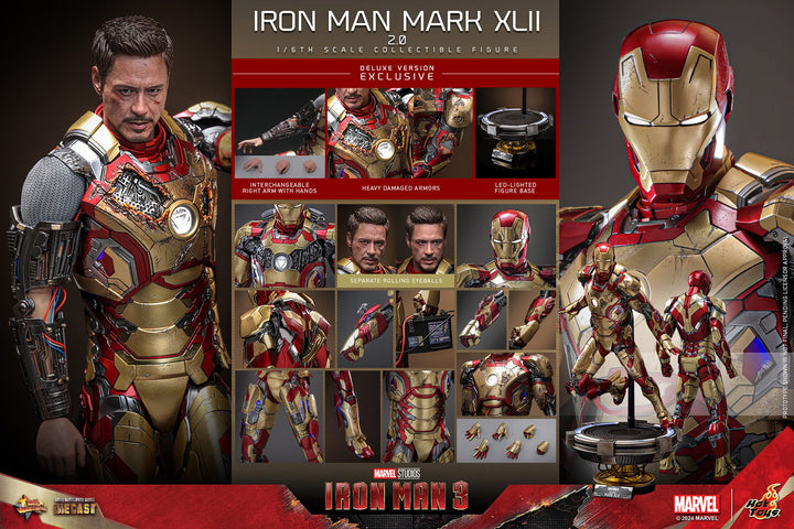 Hot Toys Iron Man 3 Iron Man Mark XLII (2.0) Deluxe 1/6th Scale Figure