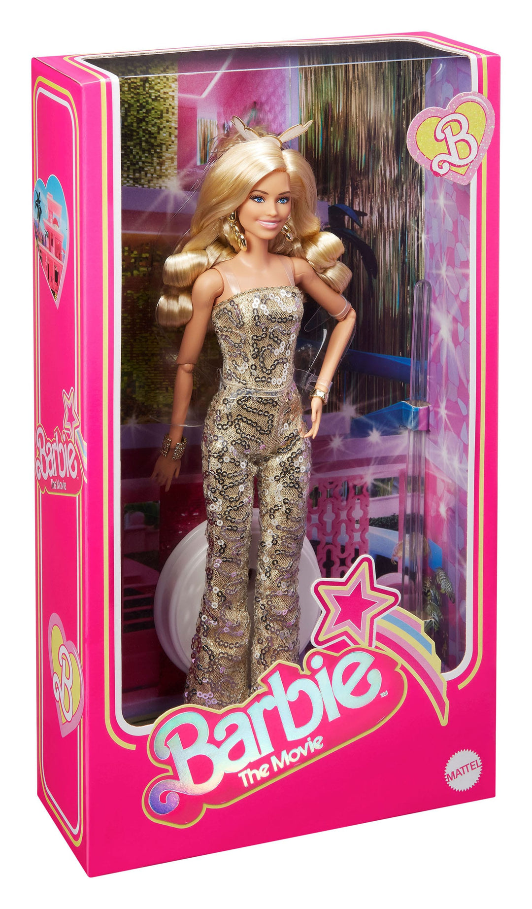 Barbie The Movie Doll Margot Robbie As Barbie In Gold Disco Jumpsuit