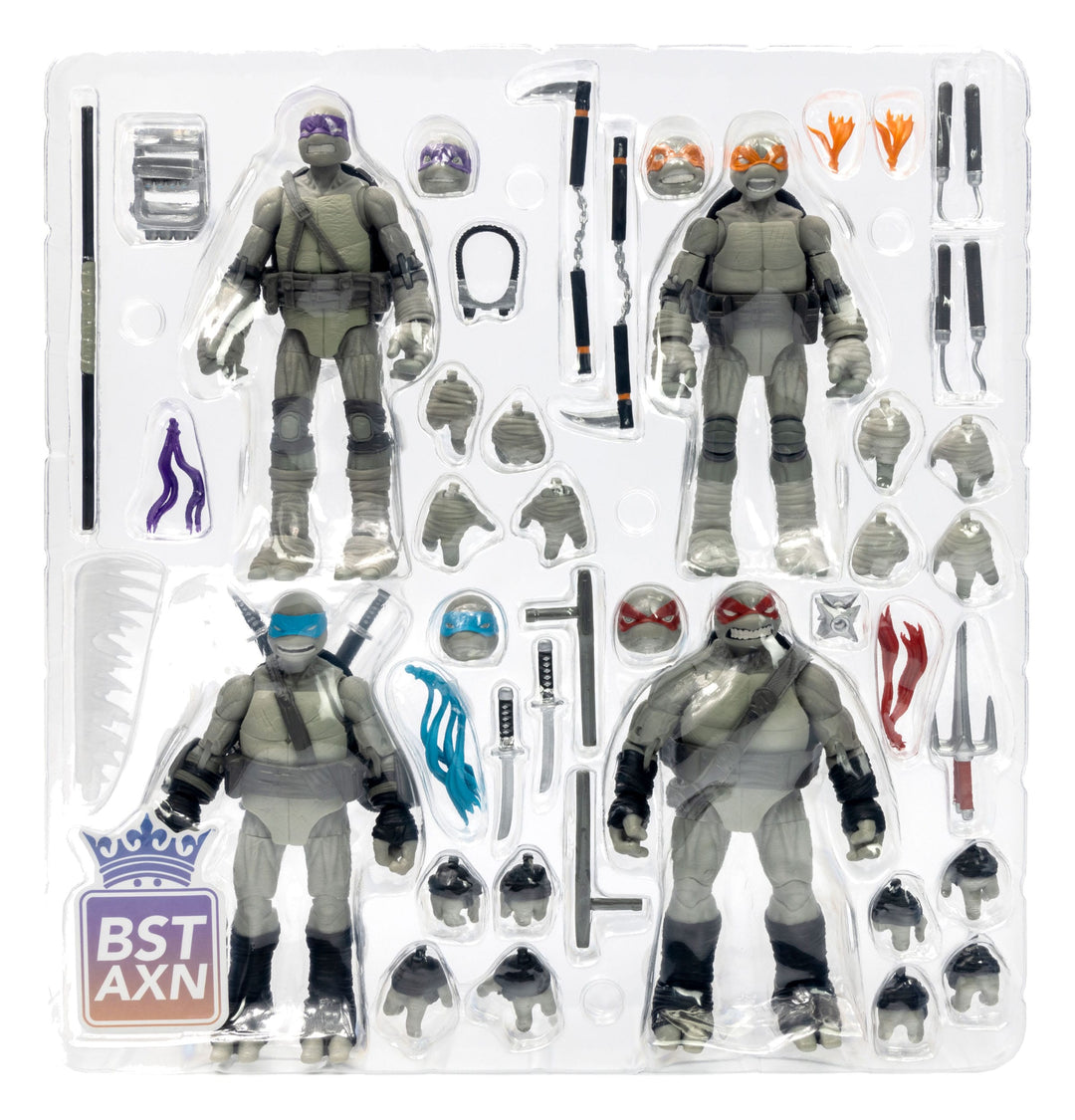 Teenage Mutant Ninja Turtles BST AXN (IDW Comic Black & White) SDCC Exclusive Action Figure Set