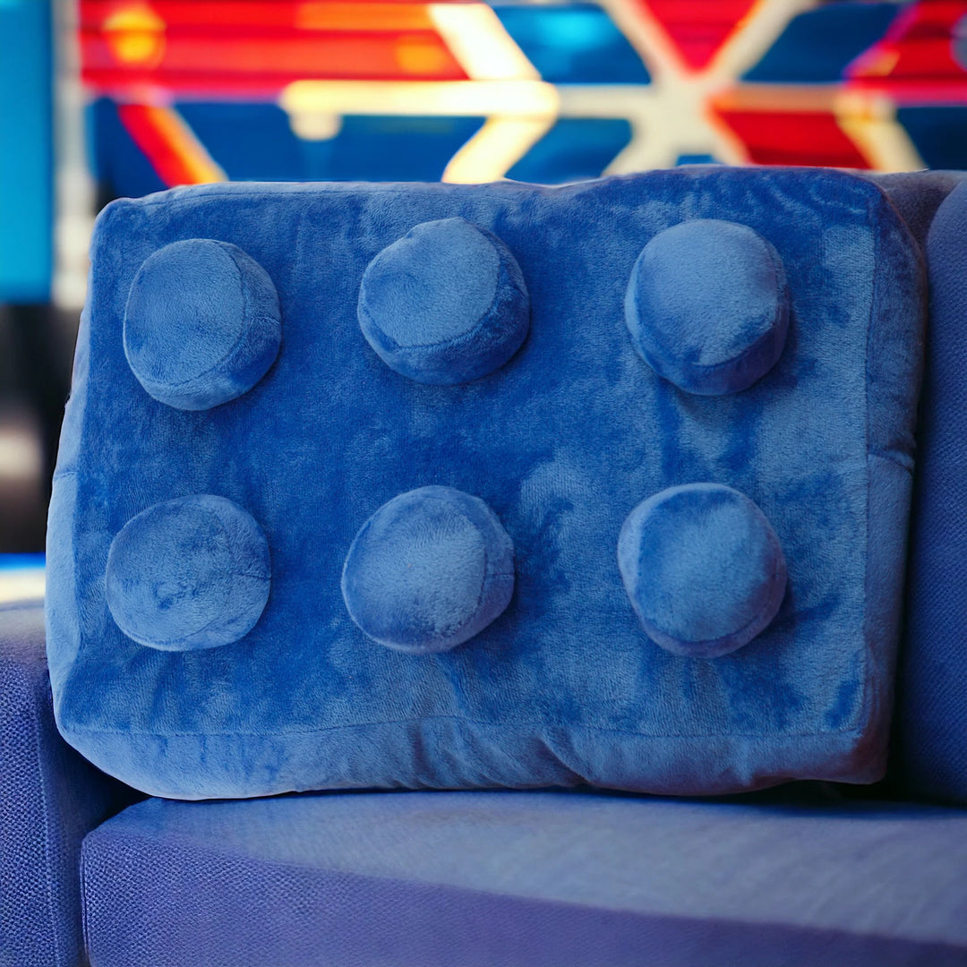 Blue Retro Building Brick Cushion (Personalisable)