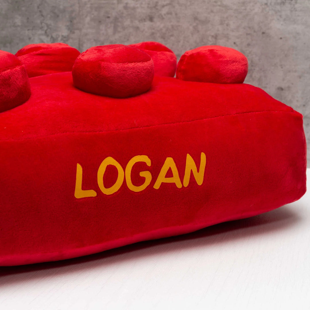 Red Retro Building Brick Cushion (Personalisable)