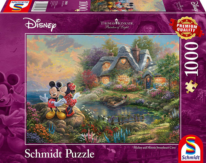 Thomas Kinkade Disney Mickey & Minnie Sweetheart Cove Jigsaw Puzzle (1000 Piece)