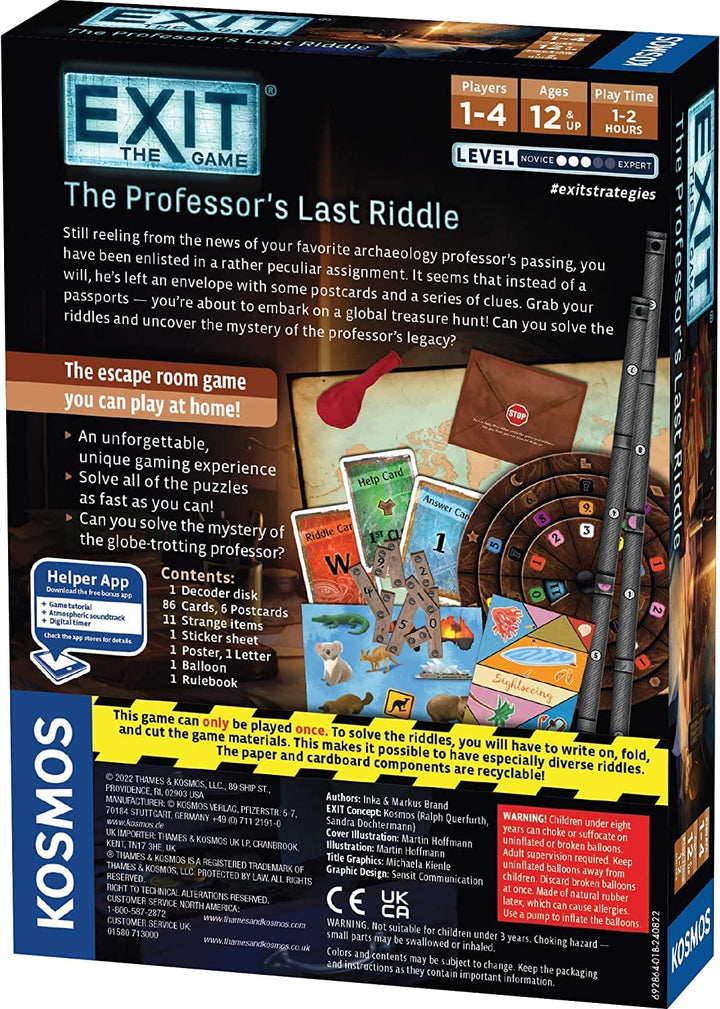 EXIT: The Professors Last Riddle Board Game