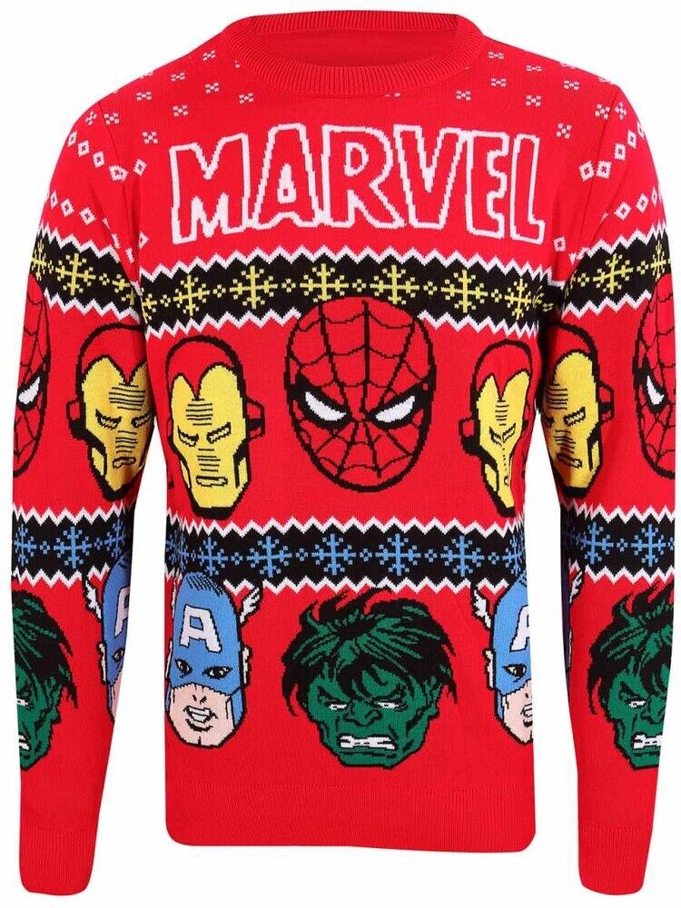 Official Marvel Comics Faces Knitted Unisex Christmas Jumper