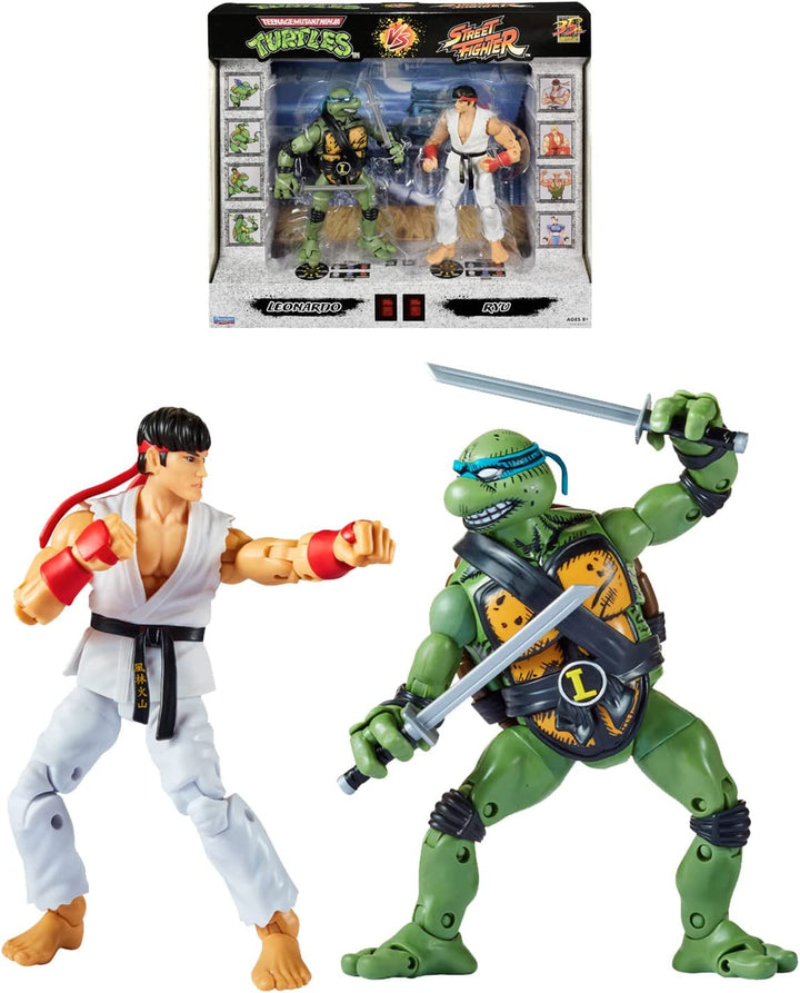 Teenage Mutant Ninja Turtles vs Street Fighter Leonardo & Ryu Figure Set