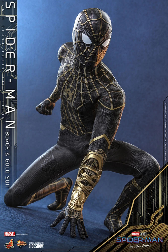 Hot Toys Spider-Man No Way Home 1/6 Scale Spider-Man Black & Gold Suit Movie Masterpiece Figure